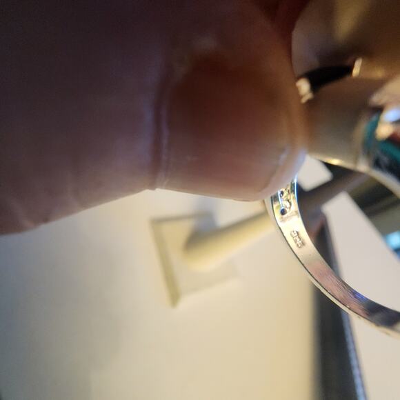 925 STERLING SILVER SZ 6 BLUE SAPPHIRE COLOR STONE WHITE STONES ORNATE RING - Picture 4 of 6